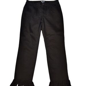 A.Z.I New York Black Stretch Straight Fringe Leg  Mid-Rise Denim Jeans Size 8...